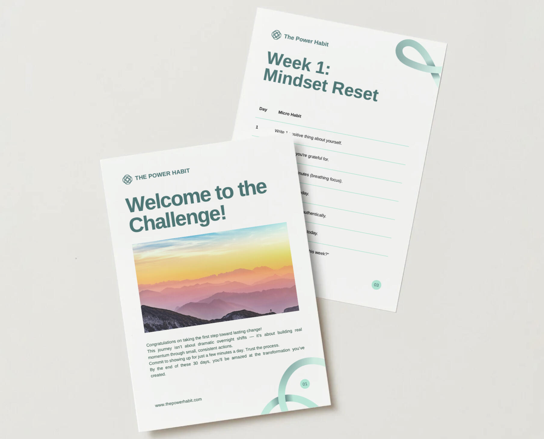 A picture showing the first two pages of the power habit